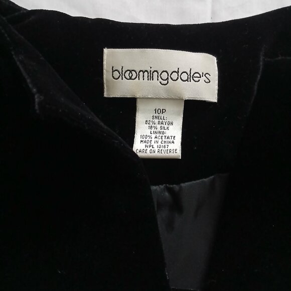 Vintage Bloomingdales Black Velour Jacket with Cluster Rhinestone Gold Buttons - Picture 3 of 6